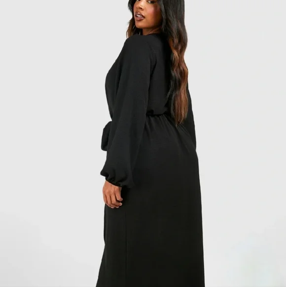 Boohoo Plus Textured Tie Detail Maxi Dress - Picture 3 of 3